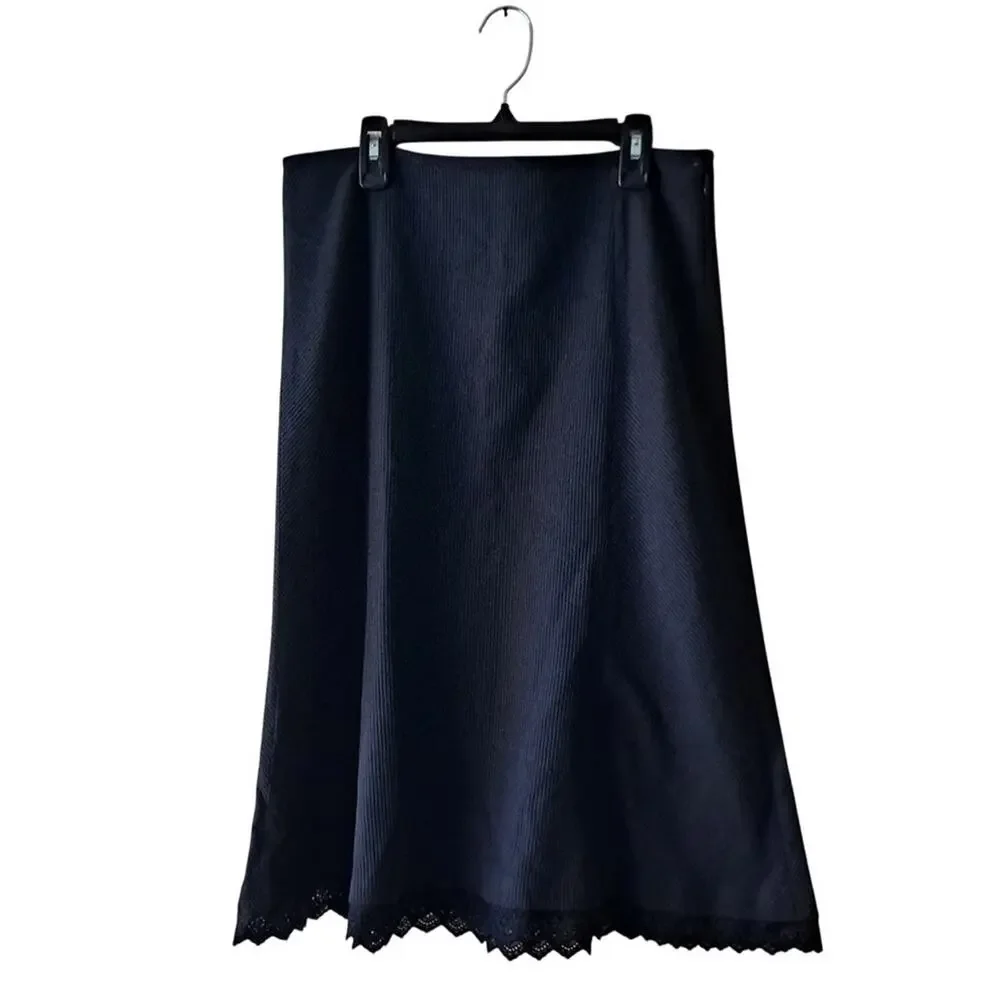 J. Crew lace-trim A-line skirt Ribbed Wool Blend Size 2